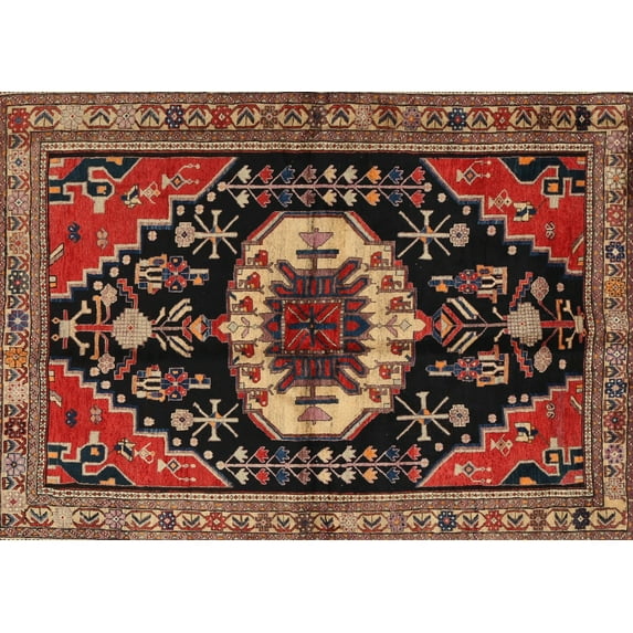 Ahgly Company Indoor Rectangle Traditional Orange Brown Medallion Area Rugs, 7' x 10'