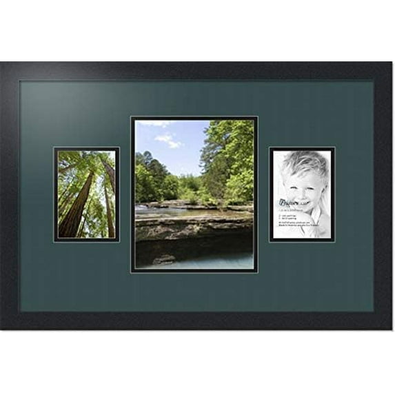 collage photo frame double mat with 1 - 8x10 and 2 - 4x6 openings and black frame
