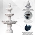 thumbnail image 6 of 58.3" 3-Tier Electric Outdoor Freestanding Water Fountain - Classic Leaf Design, White Resin with Pump, 6 of 11