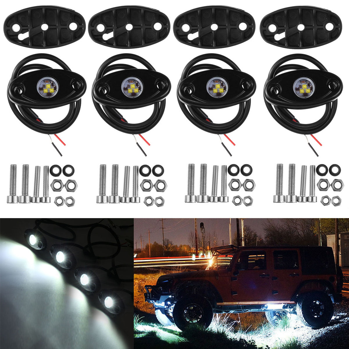 4pcs Pods RGB LED Rock Lights work Lamp Kit for Off Road Truck Boat Accessories 