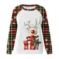 thumbnail image 5 of Craaazy Women's Christmas Print Long Sleeve Shirt Casual Round Neck Tops Gifts, 5 of 6