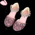 thumbnail image 5 of Splozh Mary Jane Shoes for Girls High Heeled Dress Shoes Sandals for Girls Rhinestone Bows Low Heels Mary Janes Pink,US 10.5, 5 of 7