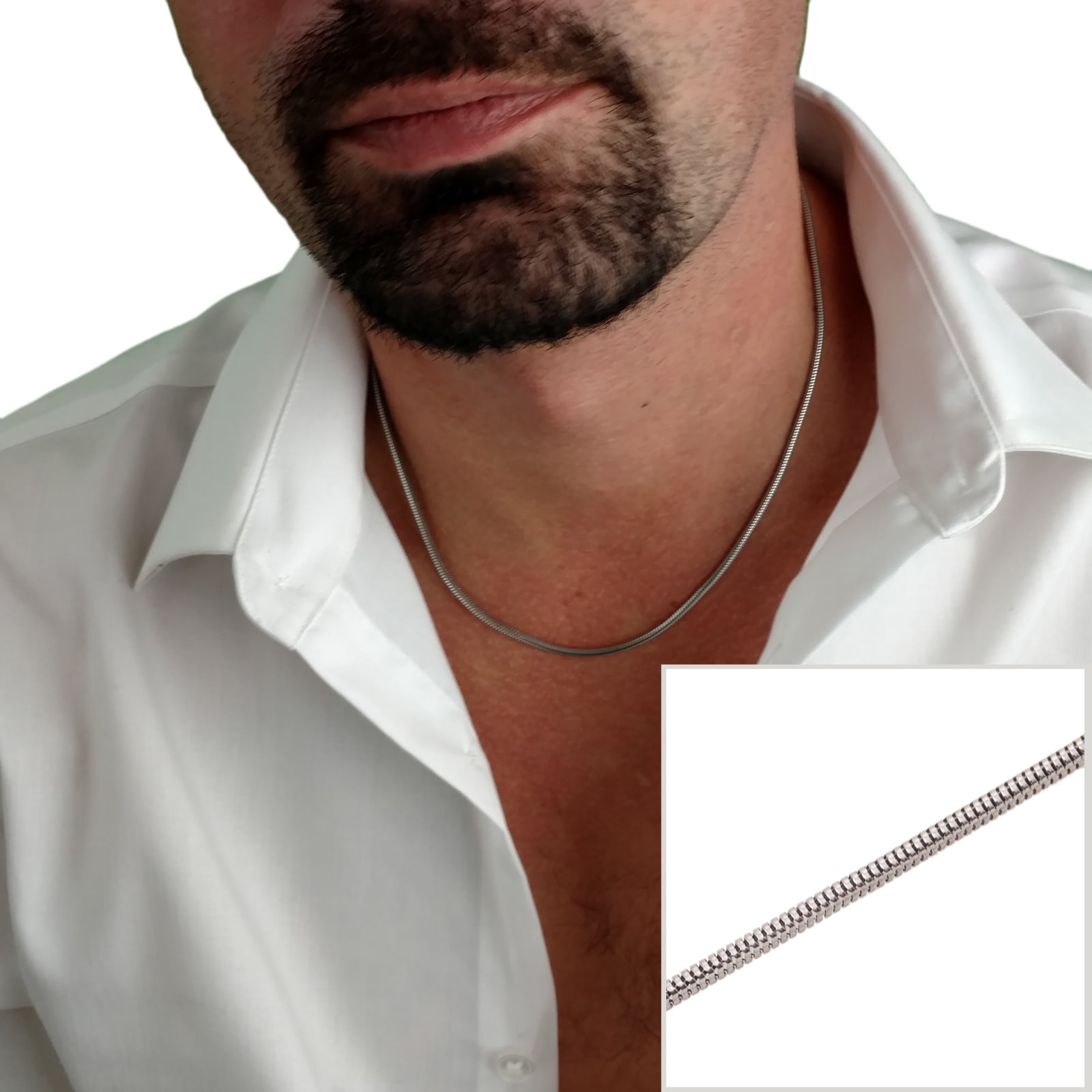 Stainless Steel Snake Chain Wide 18 Mens Necklace