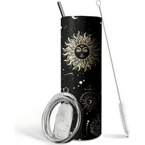 Goth Moon Tumbler with Lid and Straw, Sun and Moon Cup Gothic Coffee Travel Mug,20 Oz Witch Tumbler Cup,Witchy Gifts for Women Goth Decor Halloween Decor Witch Stuff for Women