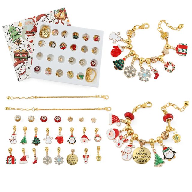 Calendario de Adviento de Navidad para niñas, Kit de pulsera con tema de cuenta regresiva, sorpresa, caja ciega, regalos, 24 días, 2024