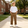 thumbnail image 6 of ZBSOKO Boys Cargo Pants Elastic Waist Straight Leg Casual Pant with Multi Pockets Full Length Fashion Trousers for Teen 5-15 Years, 6 of 7