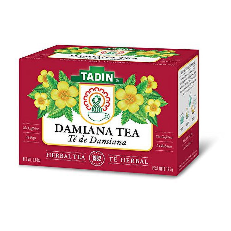 Tadin Damiana Herbal Tea, Caffeine Free, 24 Tea Bags Per box, Pack