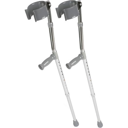 Medline Aluminum Forearm Crutches, Adult Size 5' - 6' 2", Cuff Size 4", 250 lb Weight Capacity