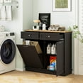 thumbnail image 2 of Costway Wooden Kitchen Trash Cabinet Tilt Out Bin Holder with Drawer & Storage Shelf Coffee, 2 of 10