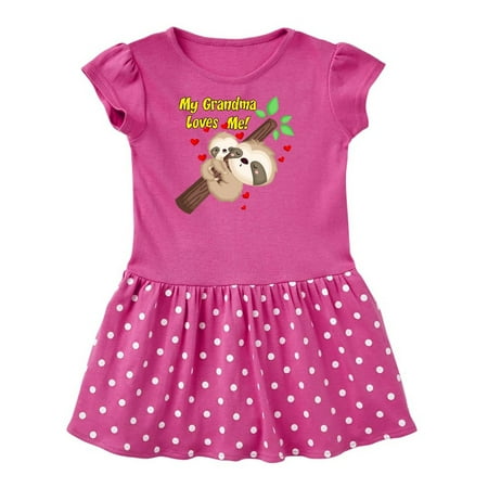 

Inktastic My Grandma Loves Me Sloth Gift Toddler Girl Dress