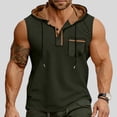 thumbnail image 2 of HappyYEE Men's Hooded Tank Tops Pullover Sleeveless Shirts with Drawstring Workout Gym Training Athletic Tank Top Green-a S, 2 of 9