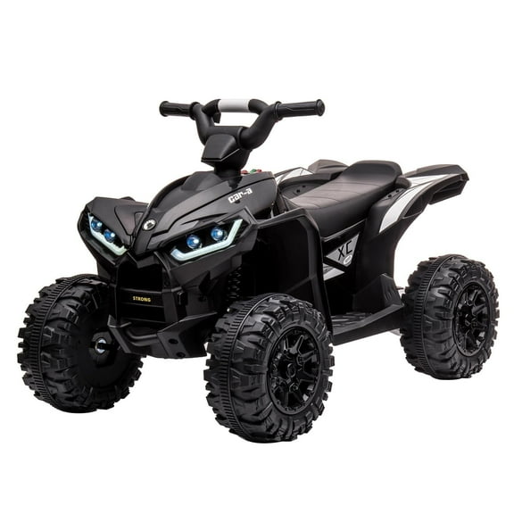 Riedhoff 12V Kids Ride-On ATV, Battery-Powered, LED Lights,High/Low Speed,USB,Treaded Tires,Black