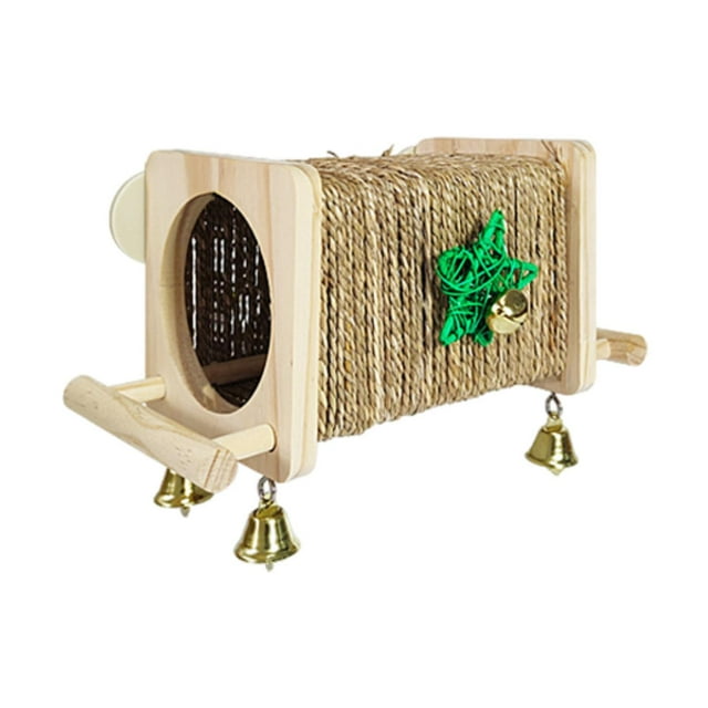 Casa para pájaros tejida a mano, nido para loros, cabaña colgante para pájaros, pajarito, pinzón, pájaro Montaje lateral S