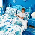 thumbnail image 3 of meiyoeat Watercolor Sea Turtle Bed Sheets For Boys,Ocean Animal Starfish Full Size Sheets,4-Piece,1 Flat Sheet,1 Fitted Sheet and 2 Pillowcases, 3 of 6