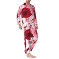 thumbnail image 2 of Salouo Rose Print Button-Front Long Sleeve Pajama Set for Men, Soft 2Pjs Men's Long Sleeve Sleepwear-Medium, 2 of 7
