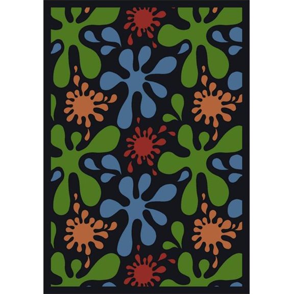 Splat Black 5 ft.4 in. x 7 ft.8 in.  WearOn Nylon Machine Tufted- Cut Pile Whimsy Rug
