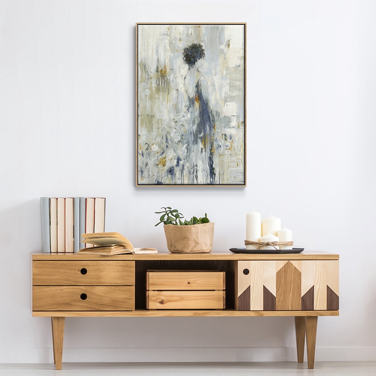 Fond Reflections Framed Premium Gallery Wrapped Canvas - Ready to Hang - 17 x 25 - Natural Wood Floating Frame