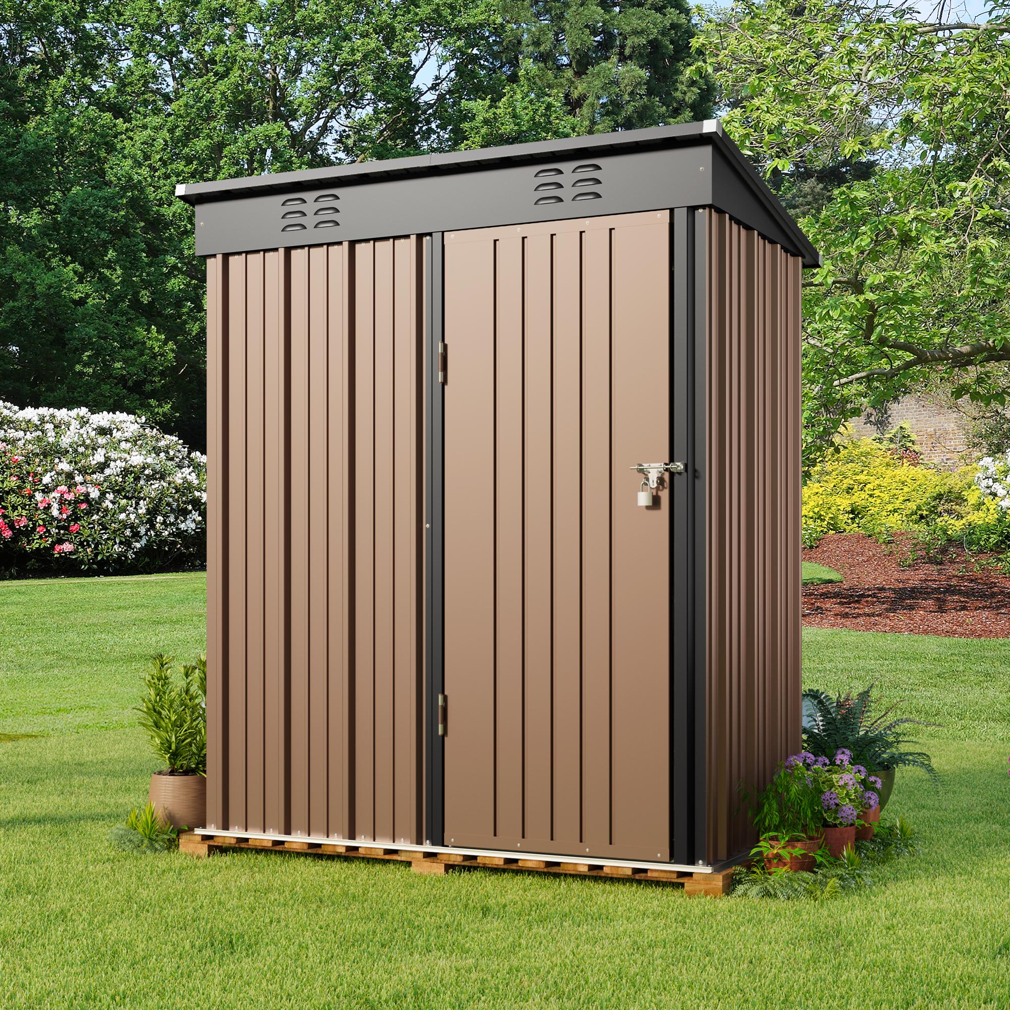 Outdoor Storage Shed, Lofka 5'x3' Outdoor Storage Shed, Metal Garden ...