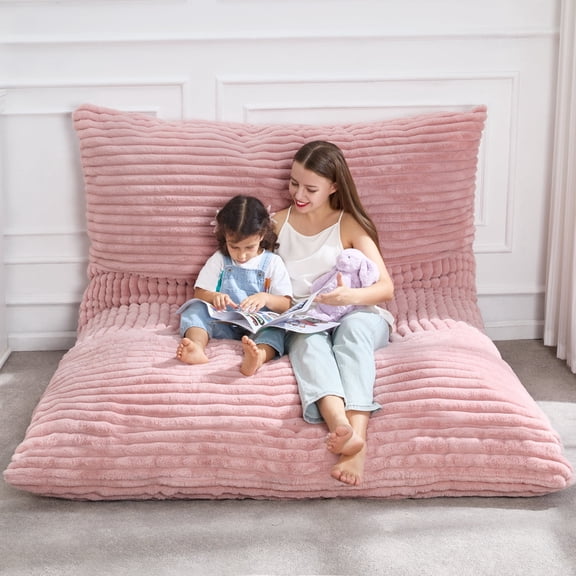 Hobestluk 3 in 1 Bean Bag Chair Giant Bean Bag Chairs Convertible Bean Bag Cushion with Machine Washable Cover, Large Beanbag Chairs for Adult (Pink)