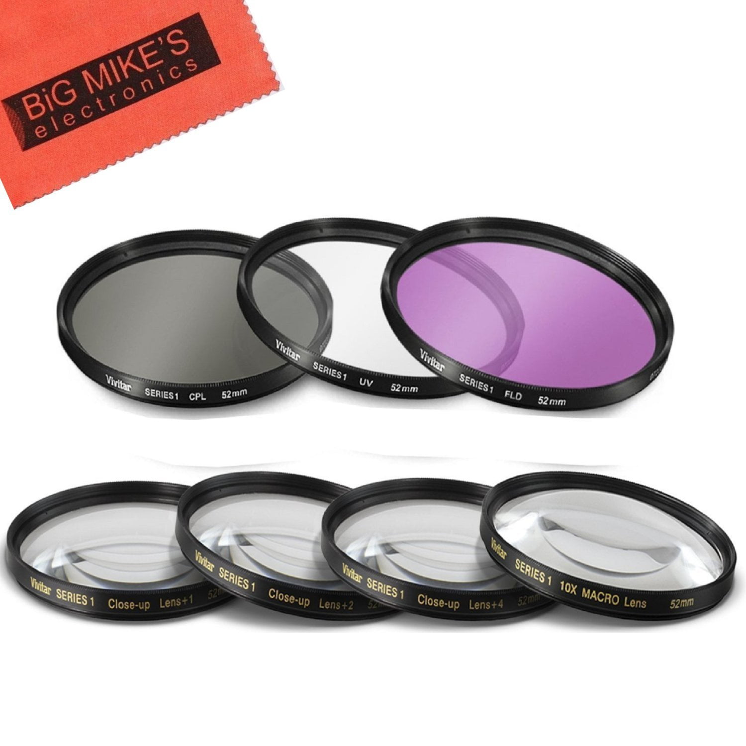 52mm 7PC Filter Set for Nikon D3100, D3200, D3300, D5100, D5200, D5300