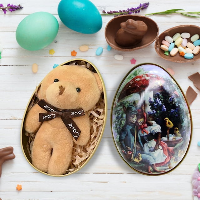 Xihbxyly Caja de Almacenamiento de Pascua, Decoración de Conejo de Metal Colorido, Organizador Versátil para Joyas, Dulces y Bocadillos, Ideal para Celebraciones Navideñas, Idea de Regalo Familiar, D