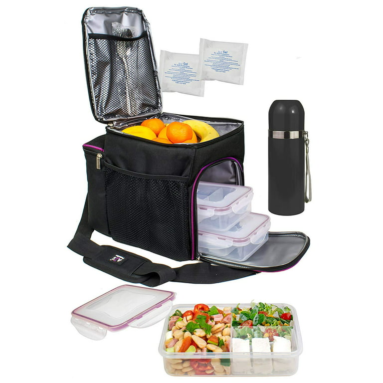 A2S Protection Complete Meal Prep Lunch Box 8 Pcs Set Cooler Bag 3X Portion Control Containers
