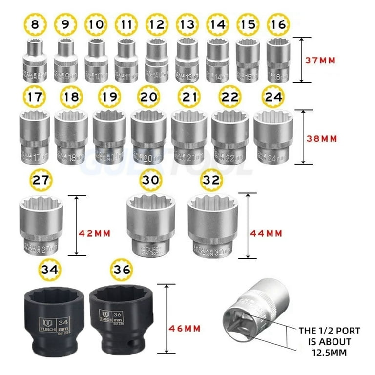 12-point Toothed Torx Socket Ratchet Wrench Tool 8-36mm