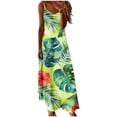 thumbnail image 2 of QUNYINEY Beach Sun Dresses Women Hawaiian A Line Long Sleeveless Slip Dress Summer Casual V Neck Loose Fit Green Dresses, 2 of 5