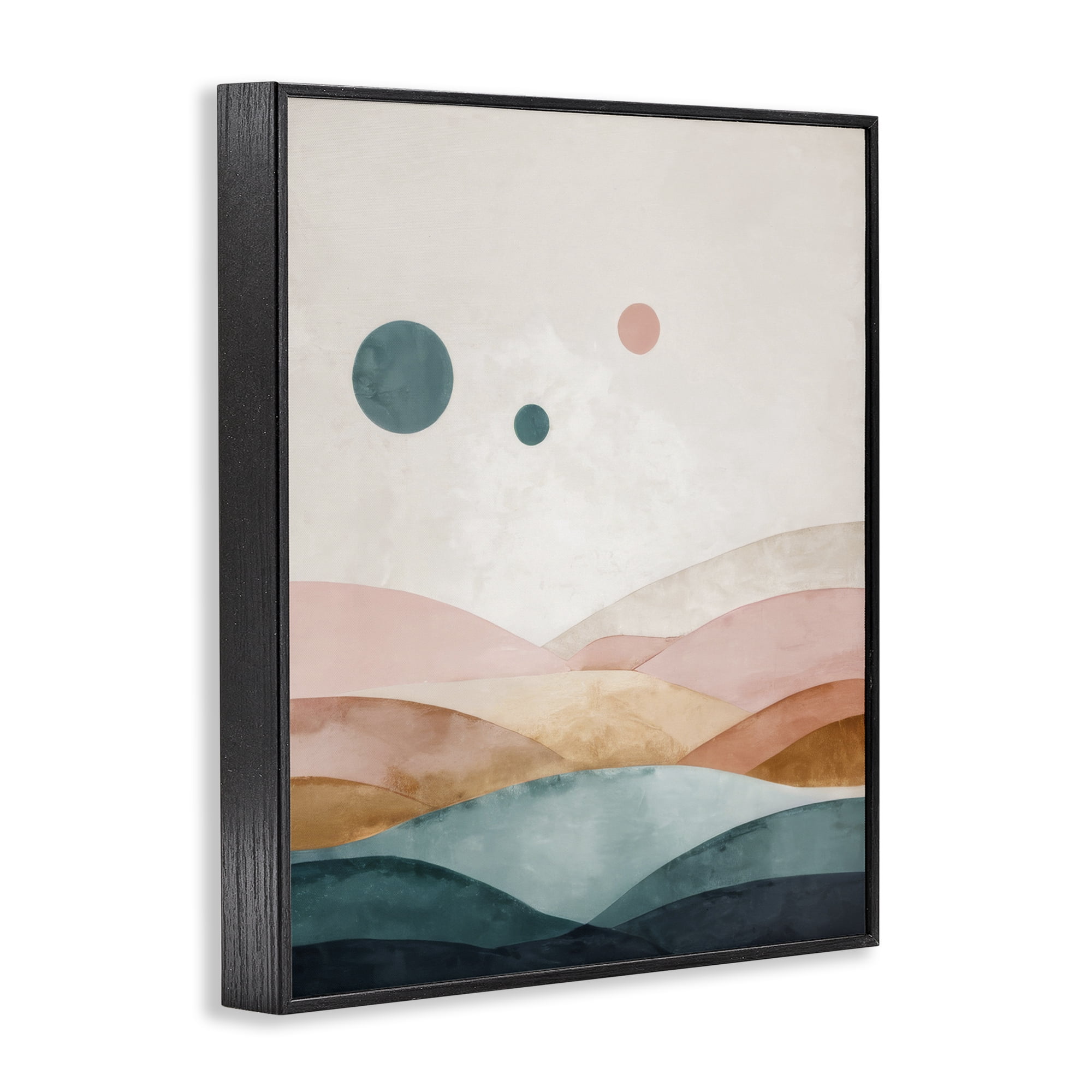 Stupell Industries Spheres Above Desert Landscape Painting Black Framed Art Print Wall Art, 24 x 30