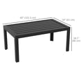 thumbnail image 2 of Black Rectangular Outdoor Coffee Table, 40" x 24" x 18" Powder-Coated Galvanized Steel Slatted Patio Table for Garden, Balcony, Porch and Backyard, Weather-Resistant Design, 2 of 7