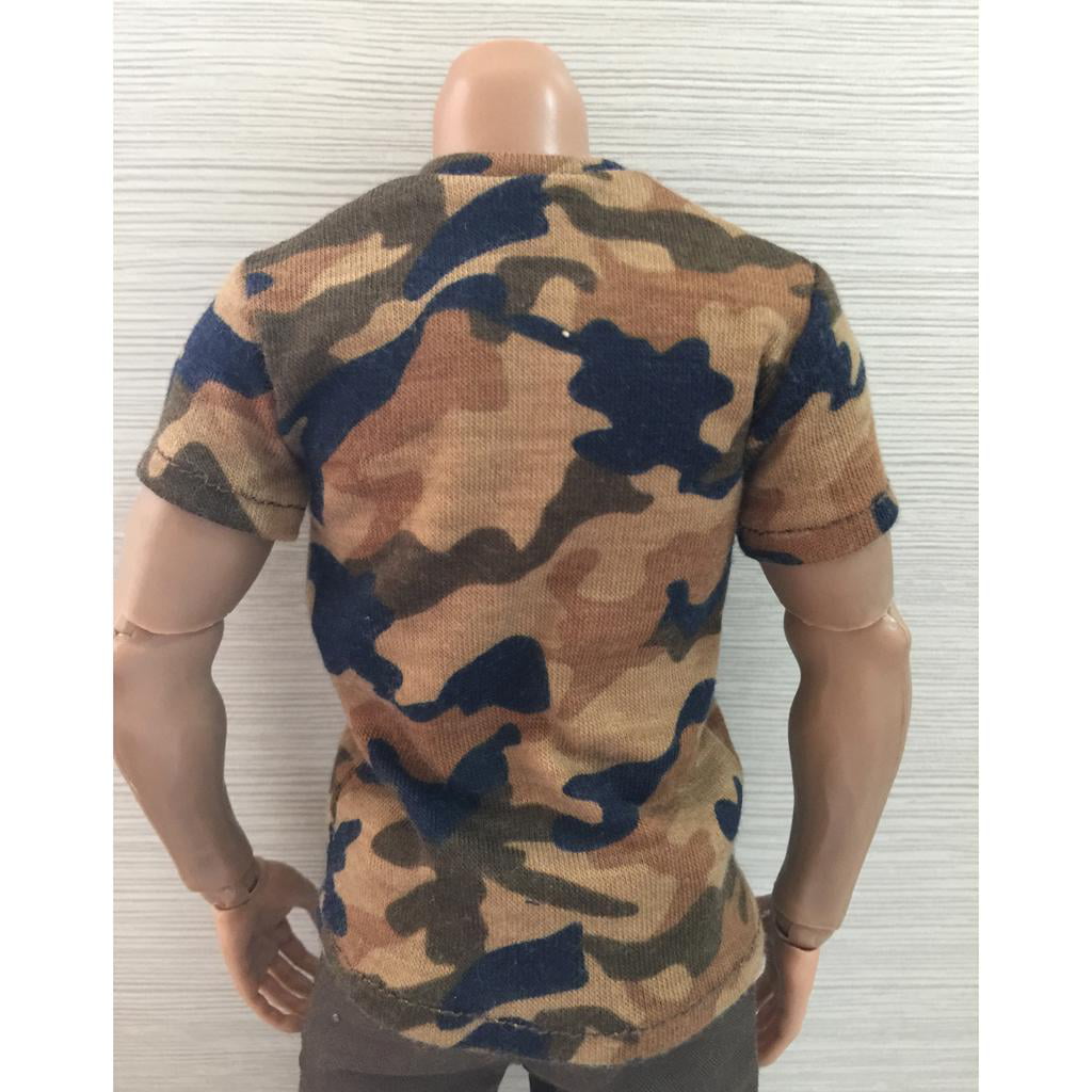 1:6 Coffee Camo Short T-Shirt for Hot Toys Enterbay 12'' Male Figure Clothes 