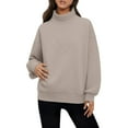 thumbnail image 6 of Gkeoshab Womens Sweatshirt Women's High Neck Fleece-Lined Sweatshirt, Turtleneck Style Pullover with Soft Brushed Interior for Cold Weather Protection and Stylish Urban Streetwear Looks Khaki L, 6 of 9