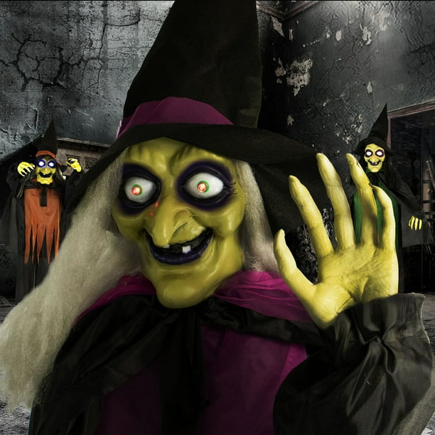 Haunted Hill Farm 5.7 ft Animatronic 3 Witches with Cauldron