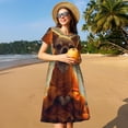 thumbnail image 4 of Disketp Maple Leaf Meditating Chihuahua para Vestido de Manga Corta para Mujeres, Vestidos de Verano para Mujeres, Casual y Holgado para la Playa, 4 of 6