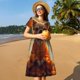 thumbnail image 4 of Balery Maple Leaf Meditating Chihuahua Vestidos sueltos de manga corta para mujer, vestidos de verano 2025, vestidos casuales de corte A con vuelo., 4 of 6