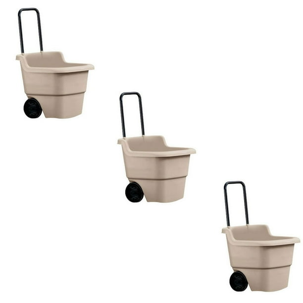 Suncast 15 Gallon Poly Multipurpose Rolling Lawn And Garden Cart Taupe 3 Pack Com Garden Cart Taupe 3 Pack, Suncast Portable Garden Cart