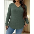 thumbnail image 3 of NISVIYA Womens Winter Plus Size Sweather with Long Sleeves,Fashion Casual Loose Fit Knit V-Neck Tops, 3 of 5