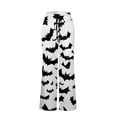 thumbnail image 5 of Domzest Womens Halloween Pajama Pants Pumpkin Ghost Bat Graphic Wide Leg Pj Bottoms Drawstring Elastic Waisted Funny Sleepwear White XL, 5 of 6