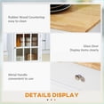 thumbnail image 2 of Kitchen Island Cart with Drawer & Glass Cabinet, Rolling White Trolley | Rubber Wood Top | White, 2 of 10