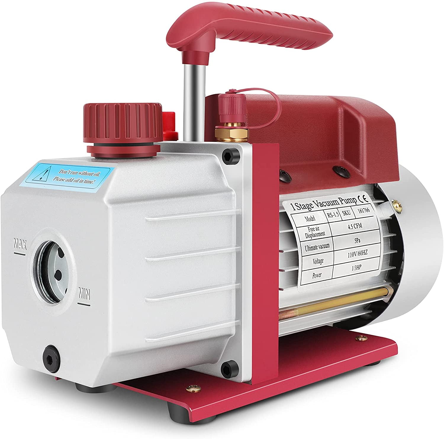 4.5 CFM Rotary Vane Deep Vacuum Pump 1/3HP 320ML HVAC AC Air Conditioner Tool