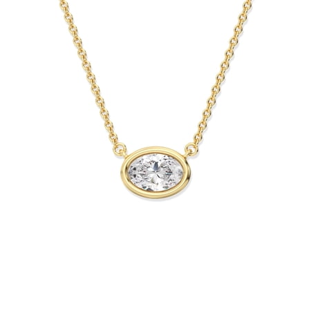 GILDED 1 CTTW Lab-Grown Diamond Bezel Pendant | Oval Cut 2.5 Micron 14KT Gold-Plated Sterling Silver Gold Vermeil, 18" Chain, Tarnish-Resistant, Ethical Jewelry, Gift-Boxed for Women