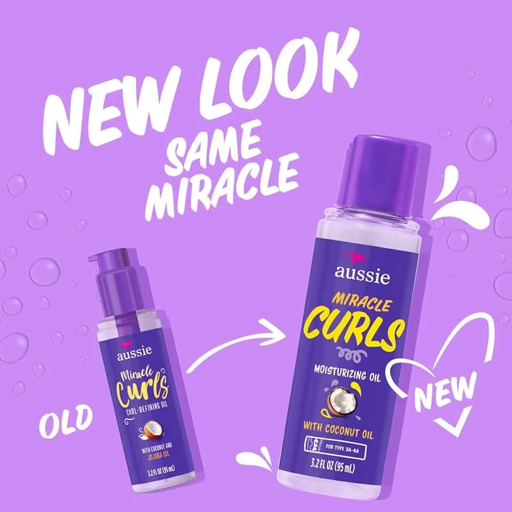 Aussie Miracle Curls Moisturizing Oil with Coconut & Jojoba, 3.2 oz (3-Pack)