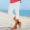 thumbnail image 2 of Jxximdong Capris Pants for Women, High Waist Yoga Capri Pants Lightweight Comfortable Solid Color Soft Casual Pajama Pants, White Women's Cropped Pants, 2 of 5