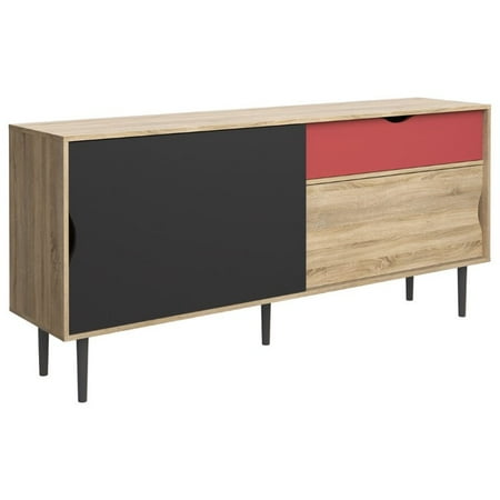 - Kingfisher Lane 2 Door Sideboard in Oak and Dark Gray and Teracotta