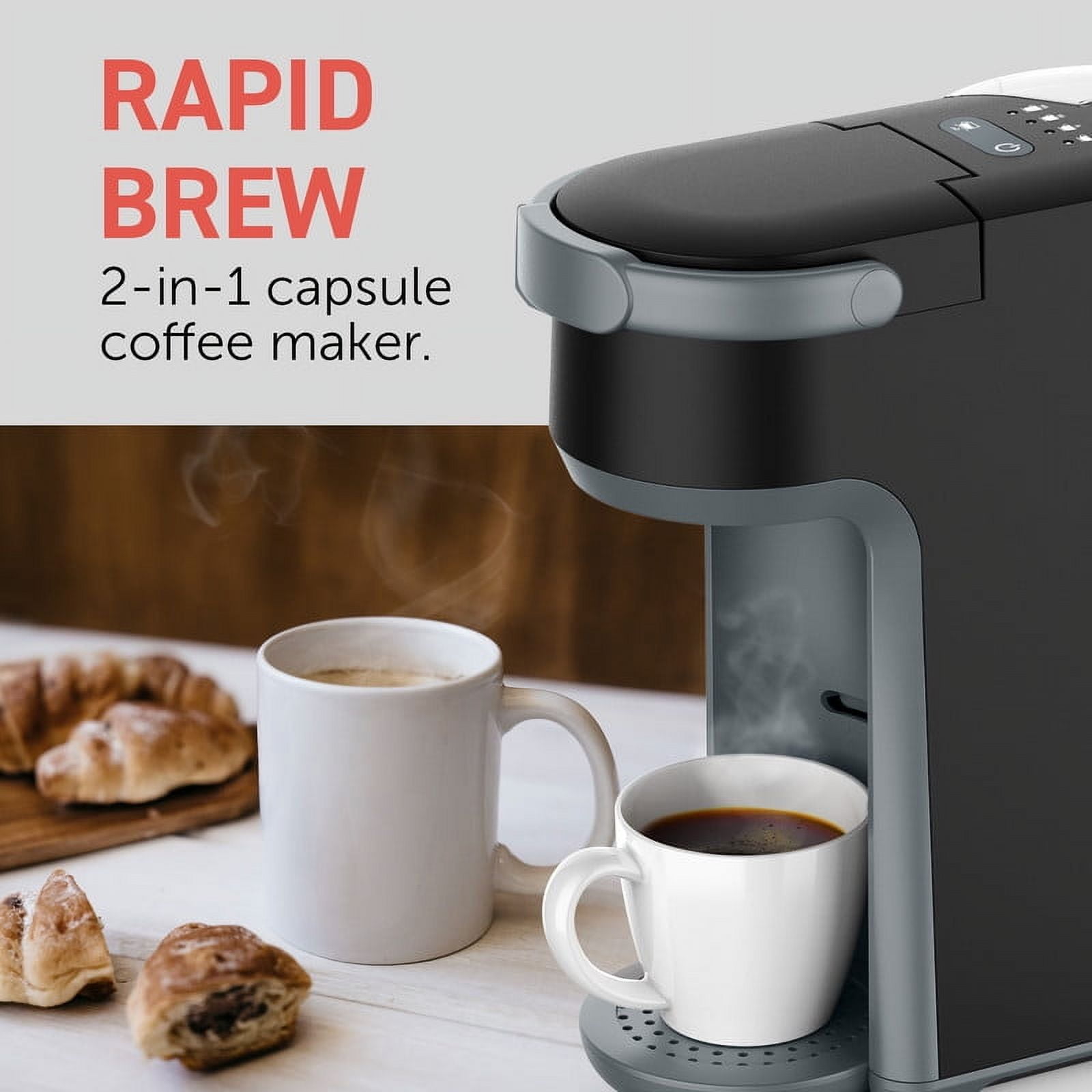Elite Cuisine EHC352 Rapid Brew Technology 2-in-1 Capsule Coffee Maker