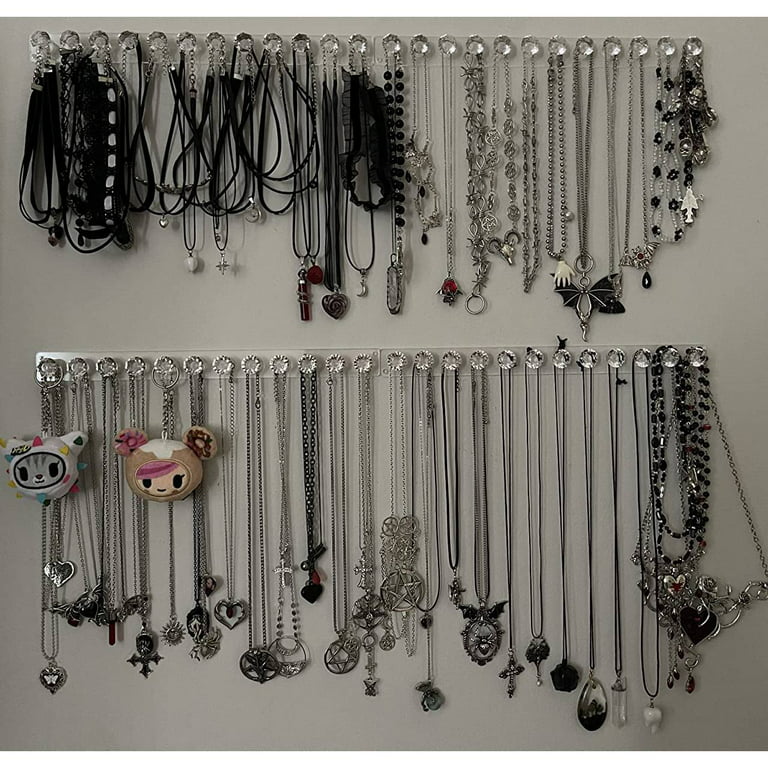 Earring Organizer, 5 Layer Earring Holder Organizer with Metal Necklace  Black