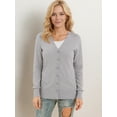 thumbnail image 4 of Aiyino Women's Long Sleeve Knit Cardigan Sweater Basic V Neck Button Down Knitwear Winter Tops,Grey XL, 4 of 5
