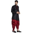 thumbnail image 3 of eloria Solid Dupion Silk Indian Stylish Traditional Men's Kurta With Dhoti Dress Party Wear Set, 3 of 6