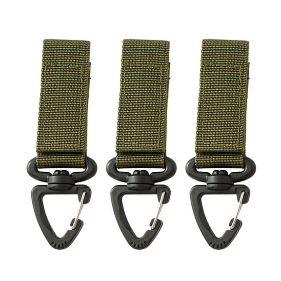 UNTERING 3 Pcs Tactically Belt Hanging Carabiner Hook Nylon Webbing Buckle Strap Clip 360 Degree Rotating Buckle Keychain
