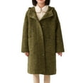 thumbnail image 2 of AUNVITO Kids Hooded Mid-Length Coat Faux Double-Faced Wool Long Sleeve Cotton Coat Autumn Winter Classic Warm Style, 2 of 3